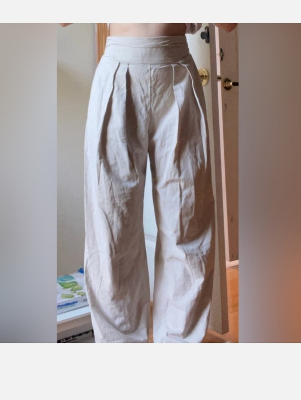 Free People High-Waist Wide Leg Pants - Cream - Picture 1 of 8